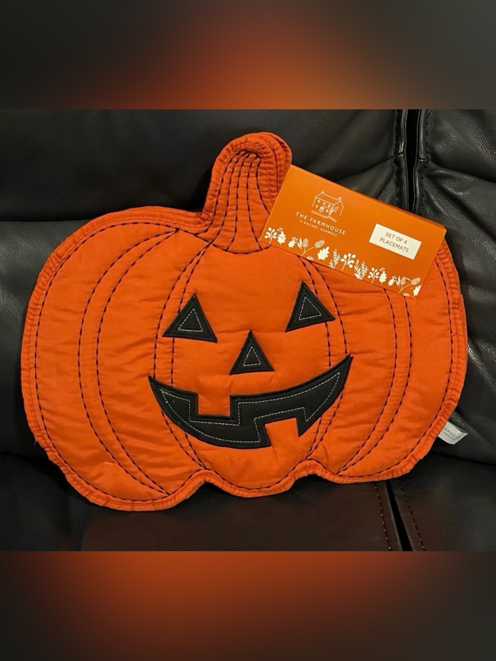 Halloween The Farmhouse by Rachel Ashwell Quilted Jack O Lantern Placemats, 4